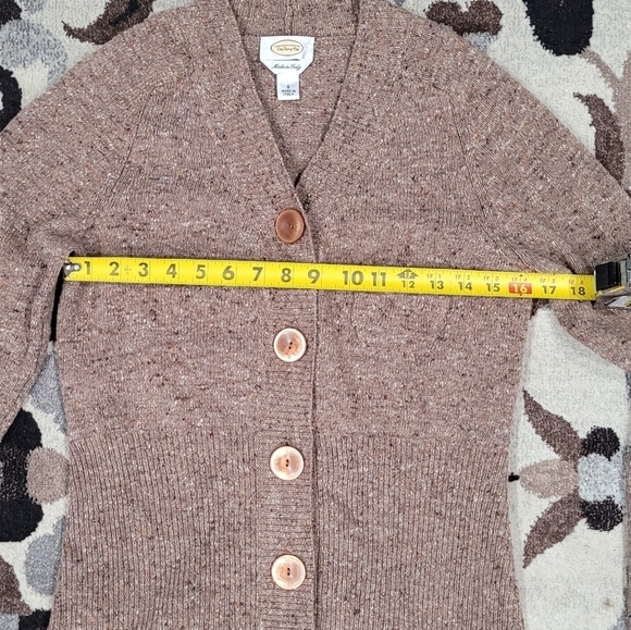 TALBOTS Tan WOOL BLEND Cardigan SWEATER Button Front Long Sleeve Women’s Sz S - Picture 10 of 14